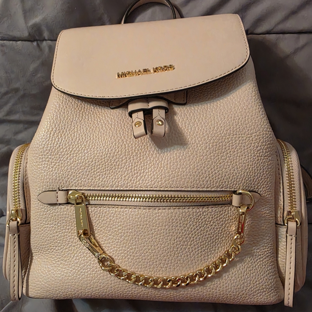 PENDING Michael Kors Blush Pink Pebbled Leather Backpack with Gold Hardware
